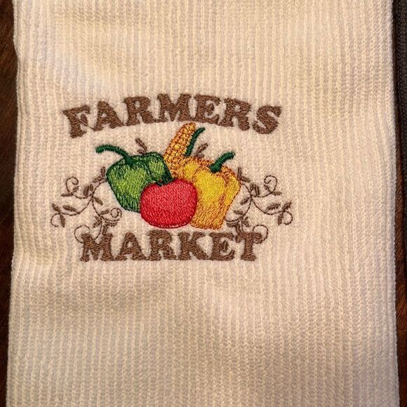 Set of 2 (18” by 16”) Custom Gray and White Farmer’s Market2 Embroidered Barmops - Picture 3 of 6